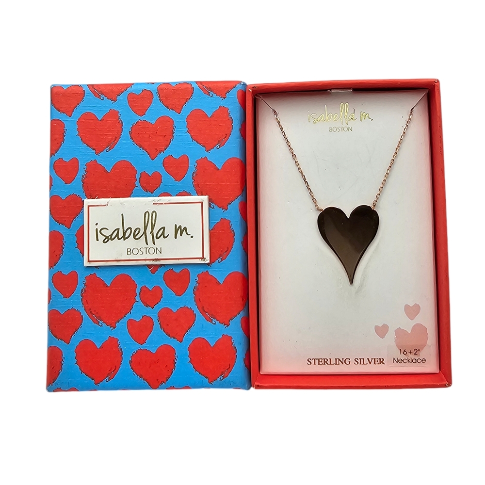 Isabella M Sterling Silver Chain Heart 18" Necklace Vermeil‎ New w/ Box